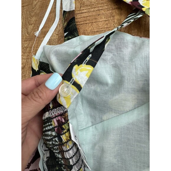 Cabi Women's A Line Smocked Tropical Tank Top Cotton Silk Blend Size 10 - Picture 5 of 12